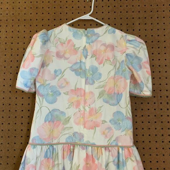 Vintage Floral Dress Pastel Drop Waist Spring Easter Girls 90s 80s Cottagecore - Picture 6 of 8